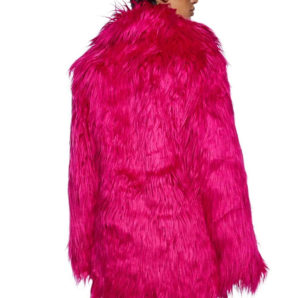 Current Mood Hot Pink Faux Fur Coat - Picture 3 of 7